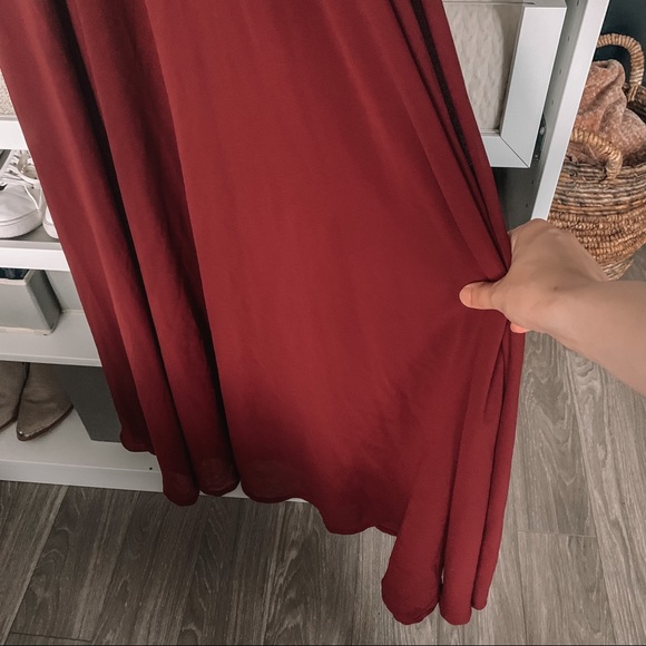 Lulu’s Madalyn Maroon/Burgundy Floral Lace Bridesmaid Formal Maxi Event Gown - Picture 10 of 16